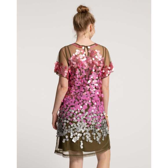 Frances Valentine Rodin Sequin Dress Olive Pink NEVER WORN - Picture 4 of 8